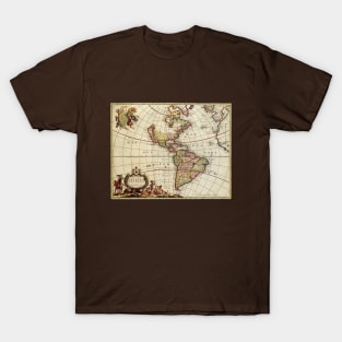 Antique Map of the Americas by Johannes De Ram T-Shirt